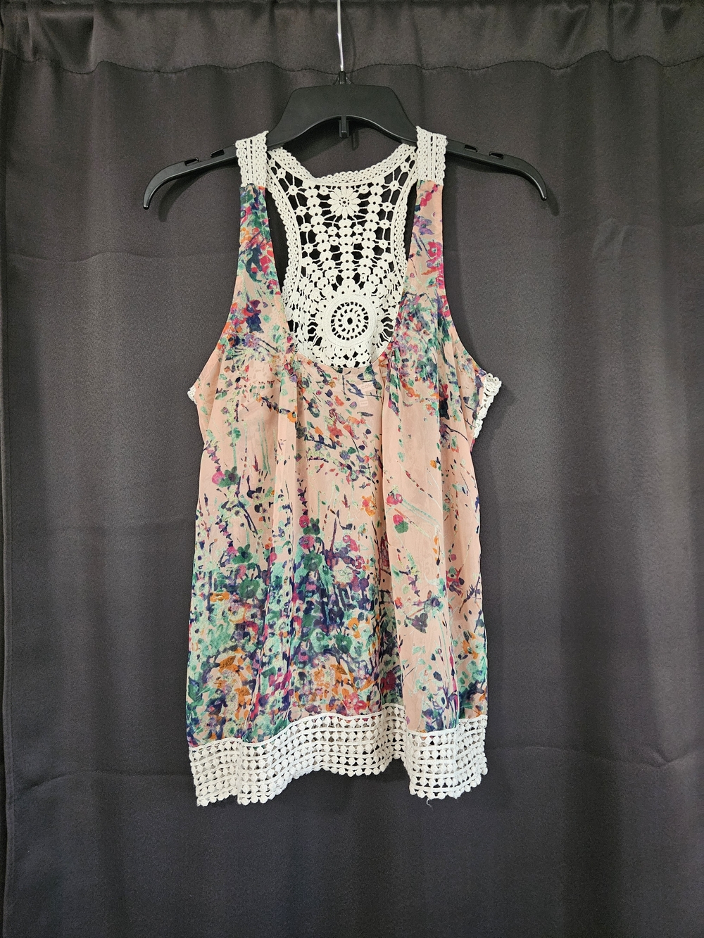 Collective Concepts Crochet Racerback Floral Tank Top